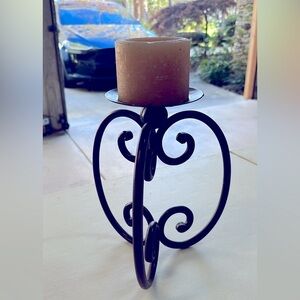 Gorgeous Bronze Iron Candleholder w/candle, EUC